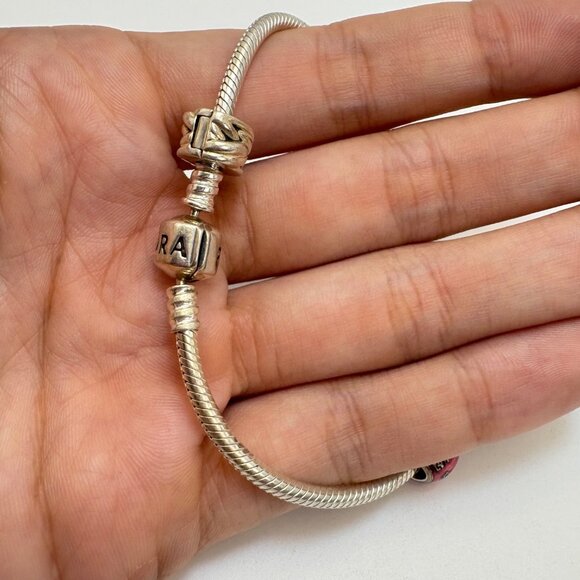 VTG Pandora Sterling Silver 925 Charm Bracelet Happy Birthday Charm Scroll Charm - Picture 5 of 16
